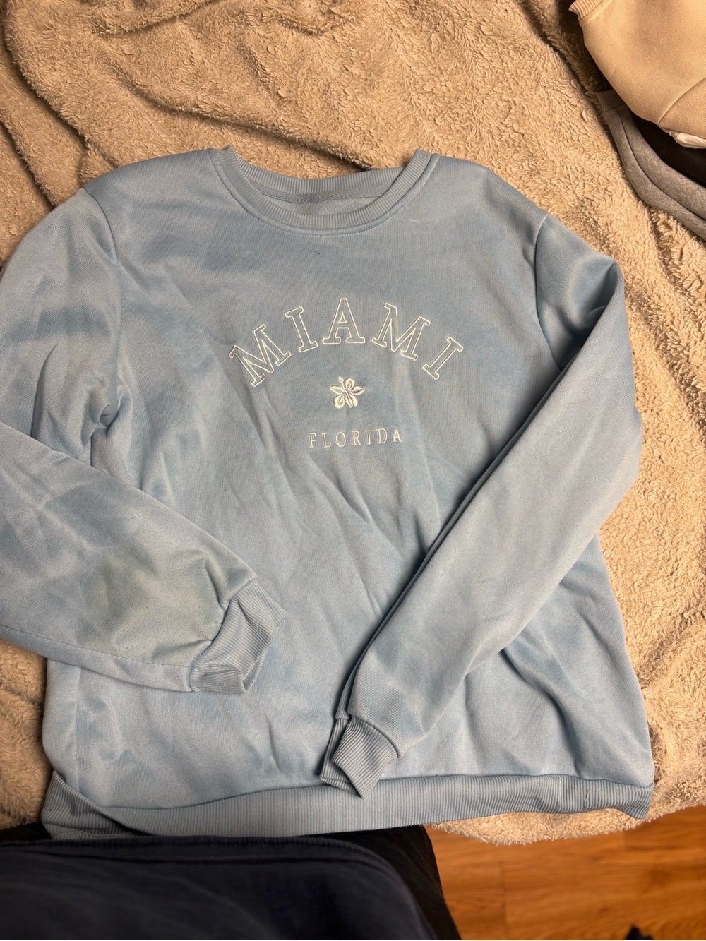 SHEIN Light Blue 'MIAMI FLORIDA' Crewneck Sweatshirt
